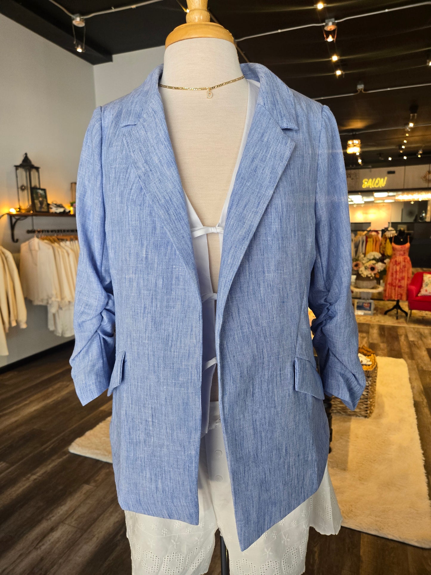 SKIES ARE BLUE chambray blazer