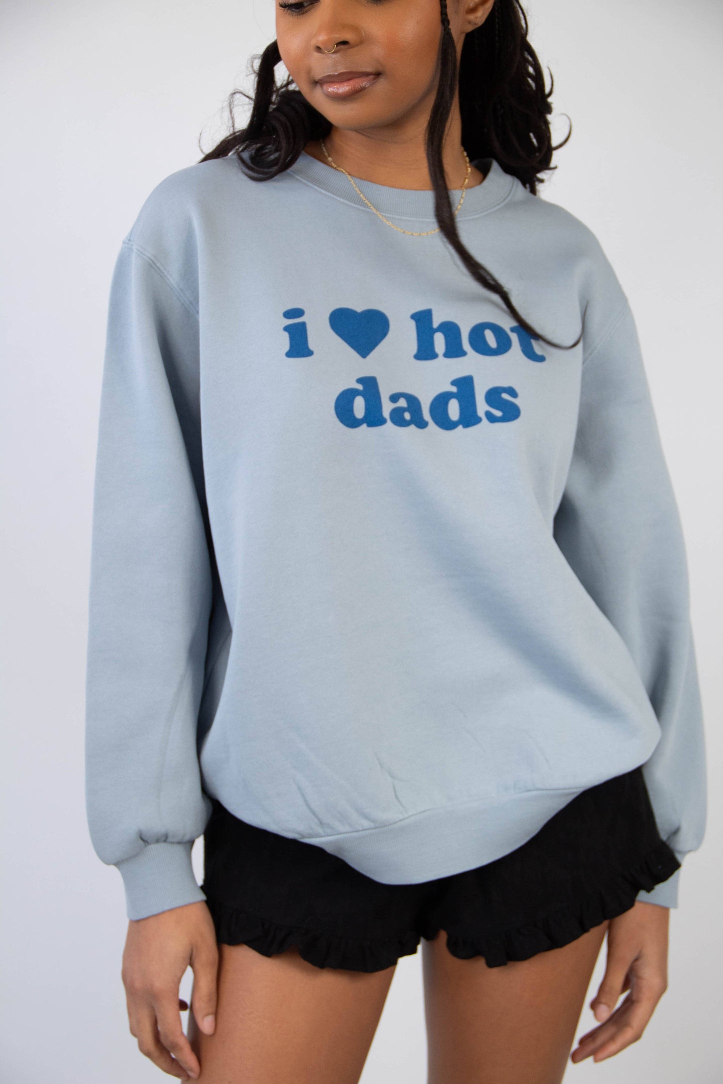 Hot Dads Blue Graphic Crew Sweatshirt