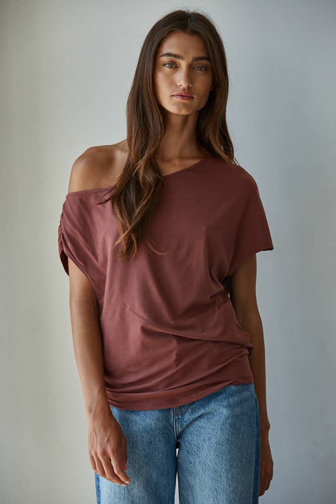 Mahogany Off Shoulder Top