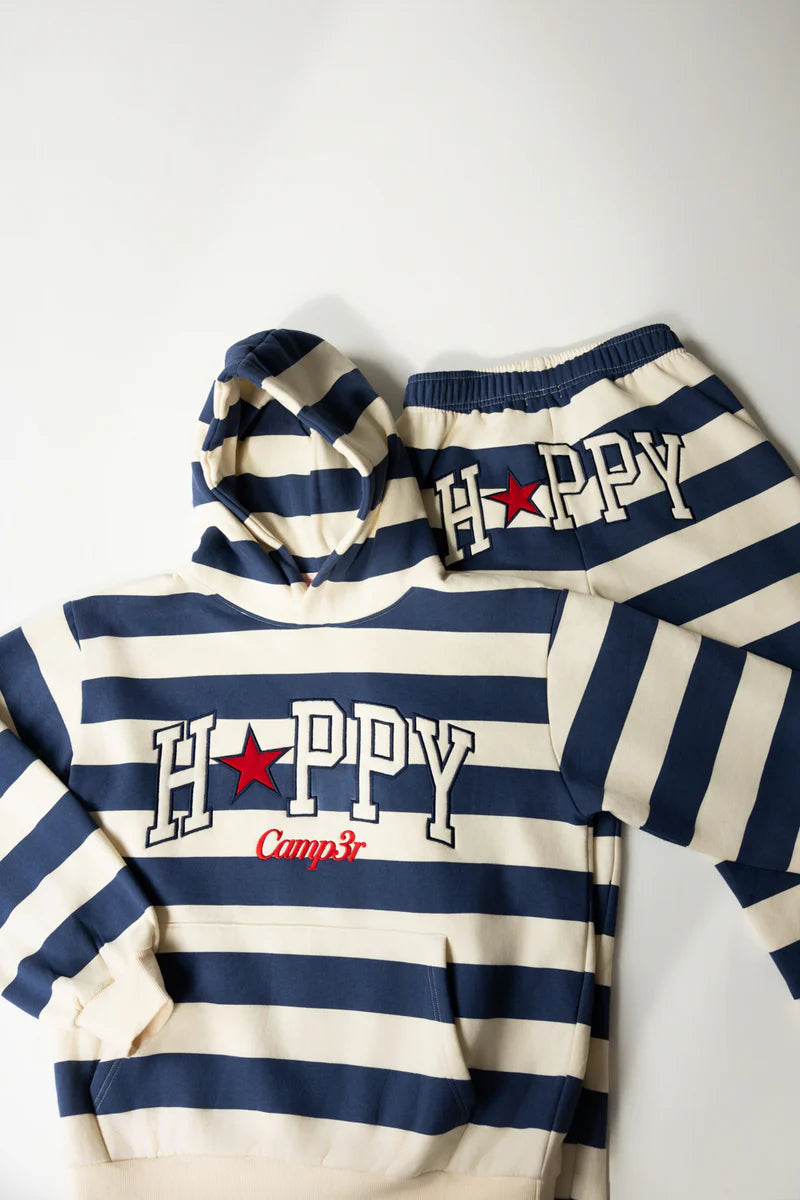 Happy Camper striped hoodie