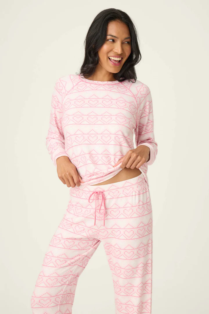 PJ Salvage Fairisle Heart Print Peachy Top