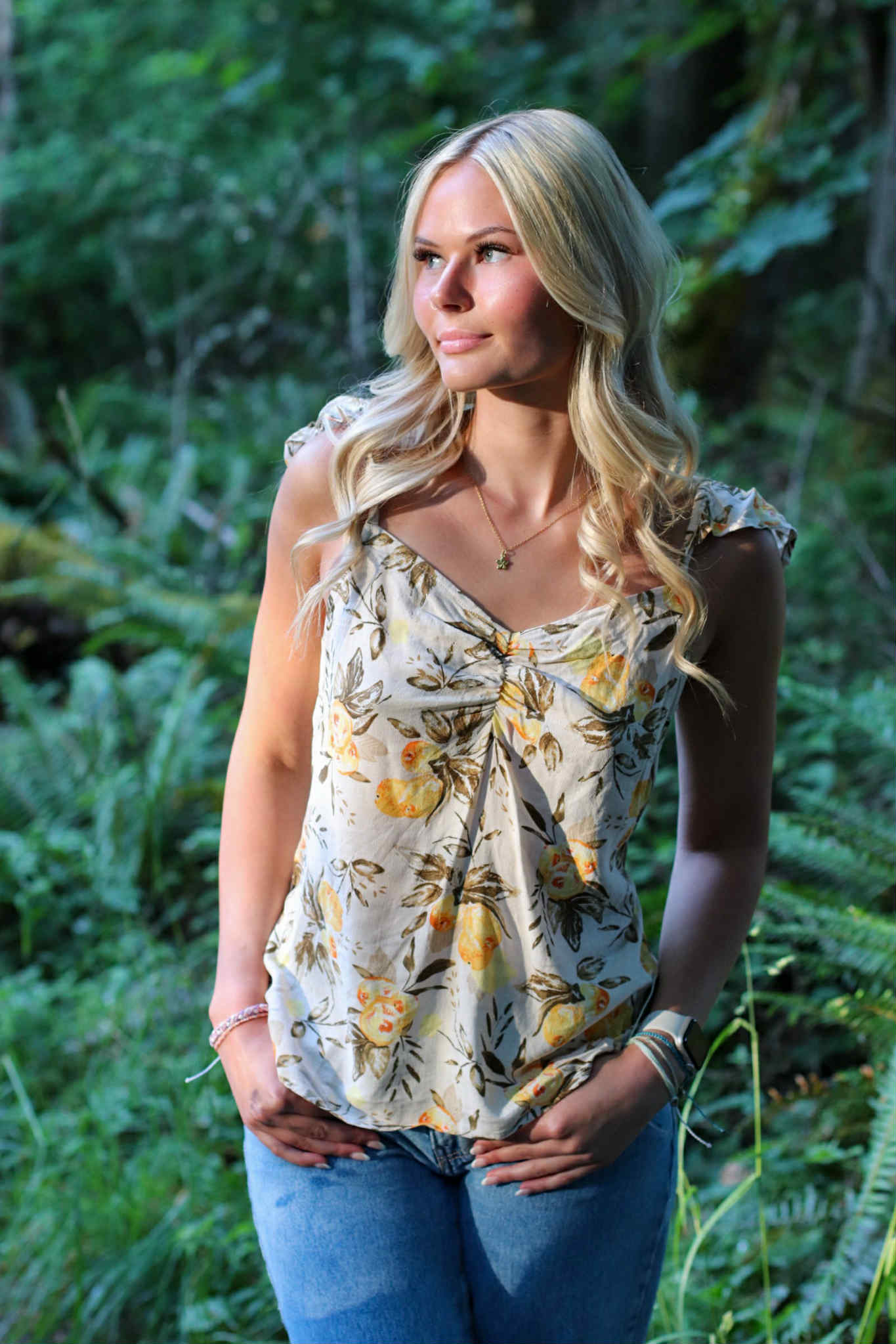 Linen Blend Tie Back Flutter Sleeve Tank Top
