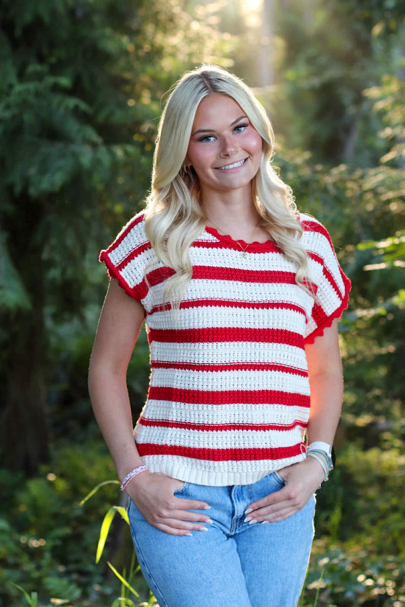 Striped Knitted Top with tie back