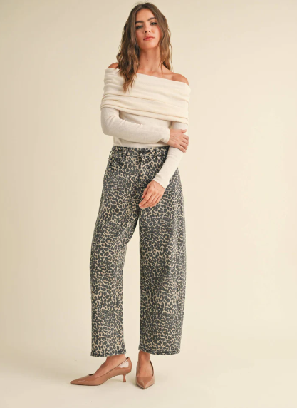 Leopard Print Denim Pants