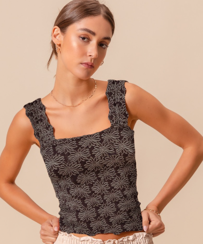 Floral Jacquard Seamless Tank Top