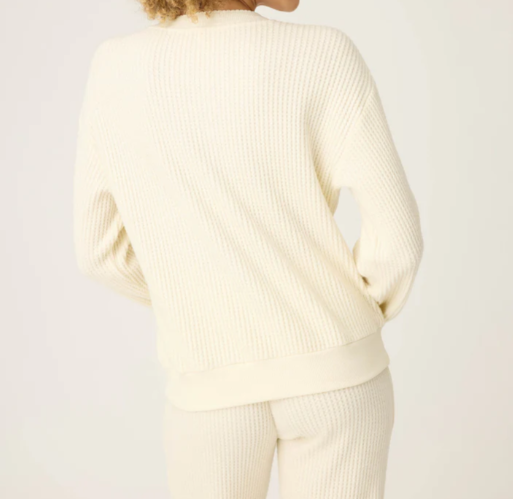 PJ Salvage Morning Waffles Solid Ivory Long Sleeve Top