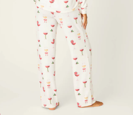 PJ Salvage Let's Get Toasty Holiday Wine Print Pants