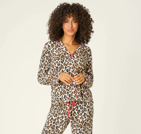 PJ Salvage Holiday Dreams Leopard Print Top