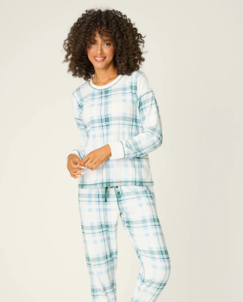 PJ Salvage Winter Wonderland Plaid Velour Top