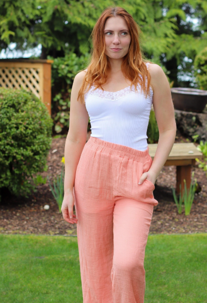 Dusty Peach Gauzy Pants