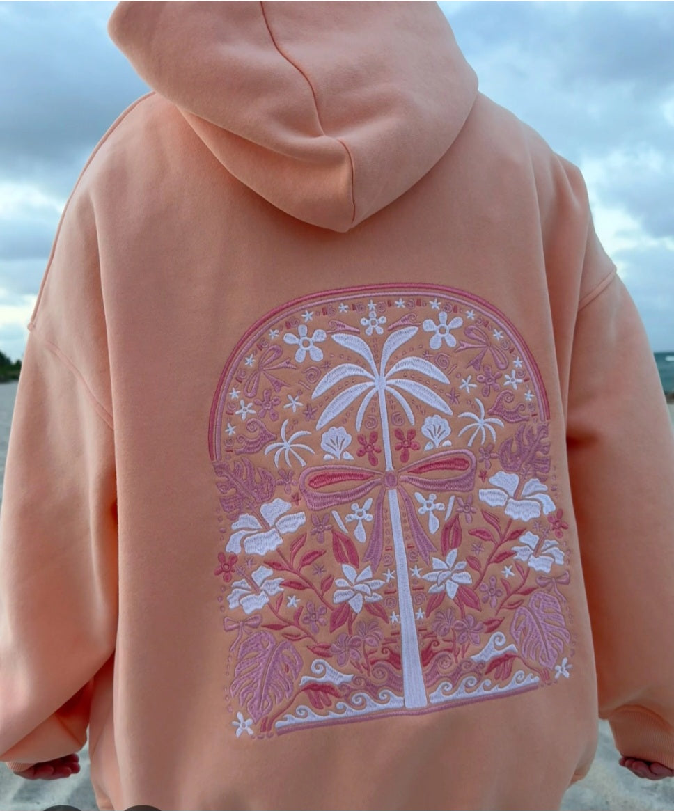 TRADESHOW Sherbert Orange Tropical Palms Hoodie