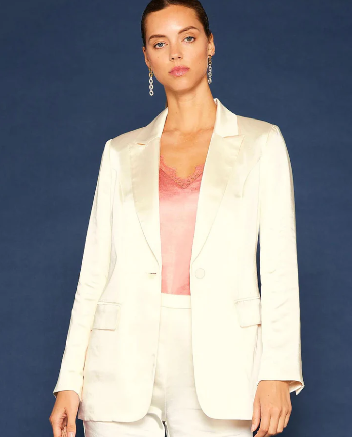 Cream Satin Blazer