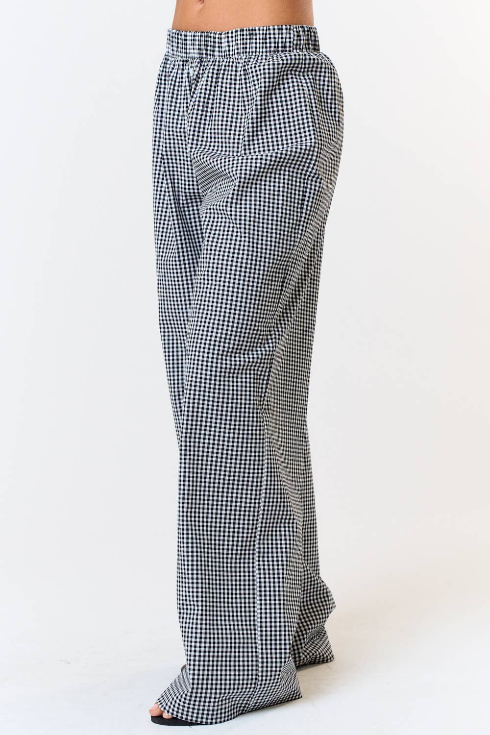 GINGHAM PLAID WIDE LEG LOUNGE PANT