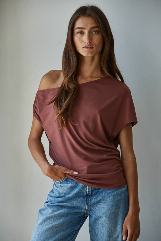 Mahogany Off Shoulder Top
