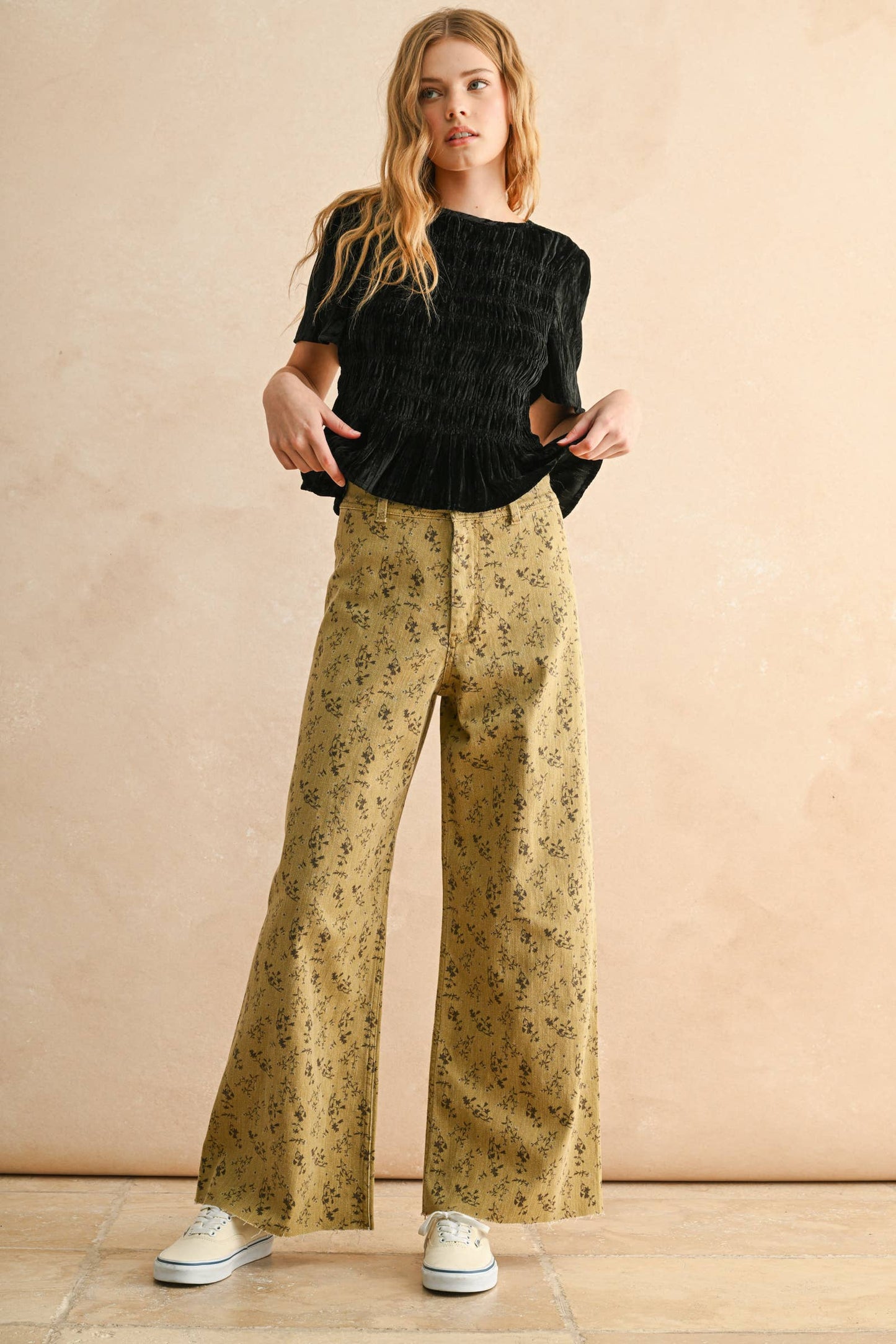 FLORAL PRINT STRETCHED PANTS