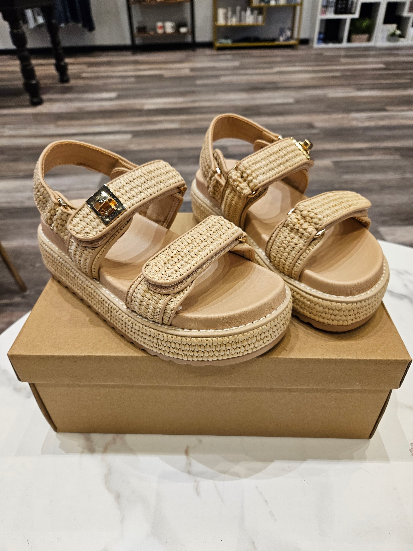 Steve Madden Bigmona Natural Raffia Sandals