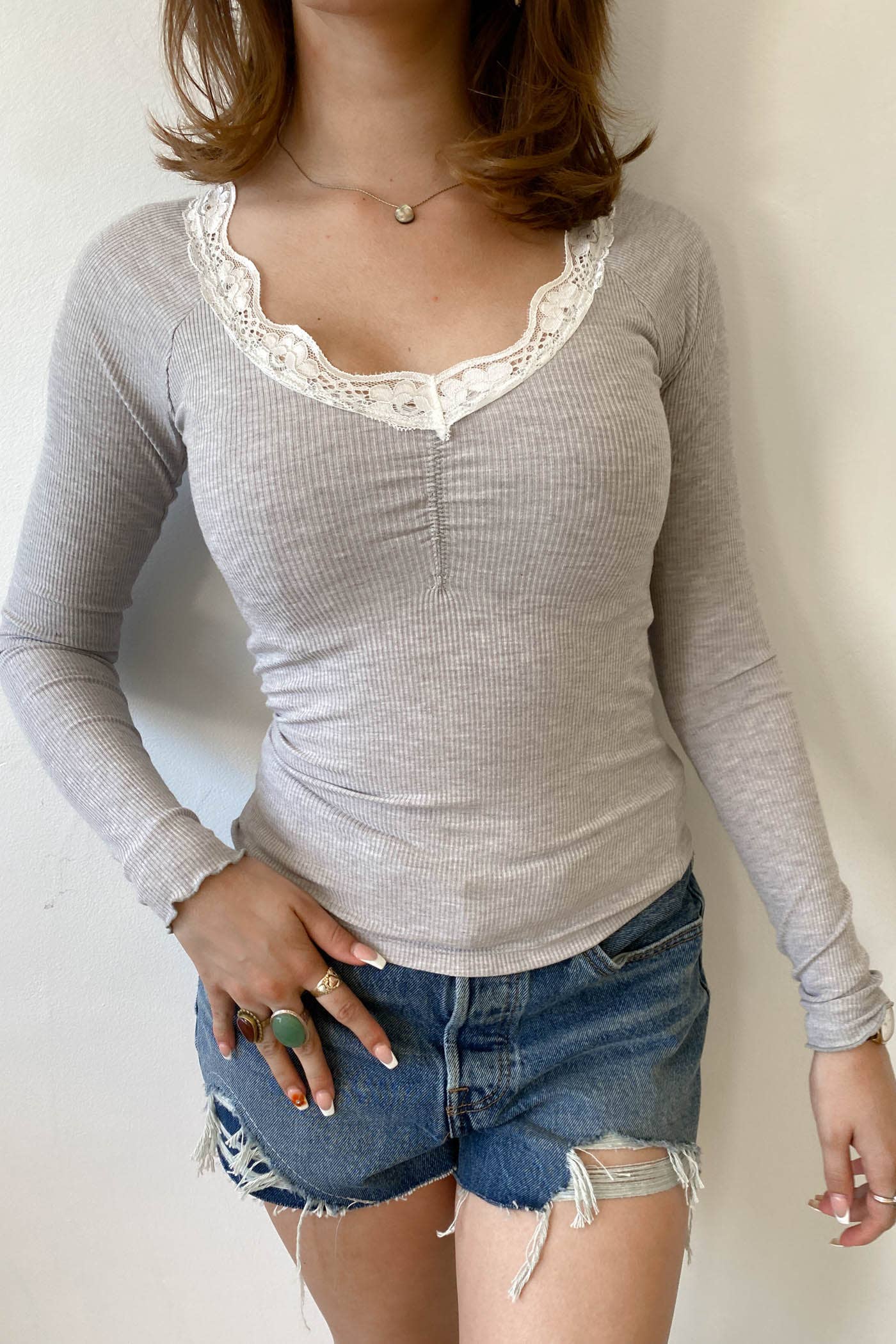 Lacey Ruched Long Sleeve Top