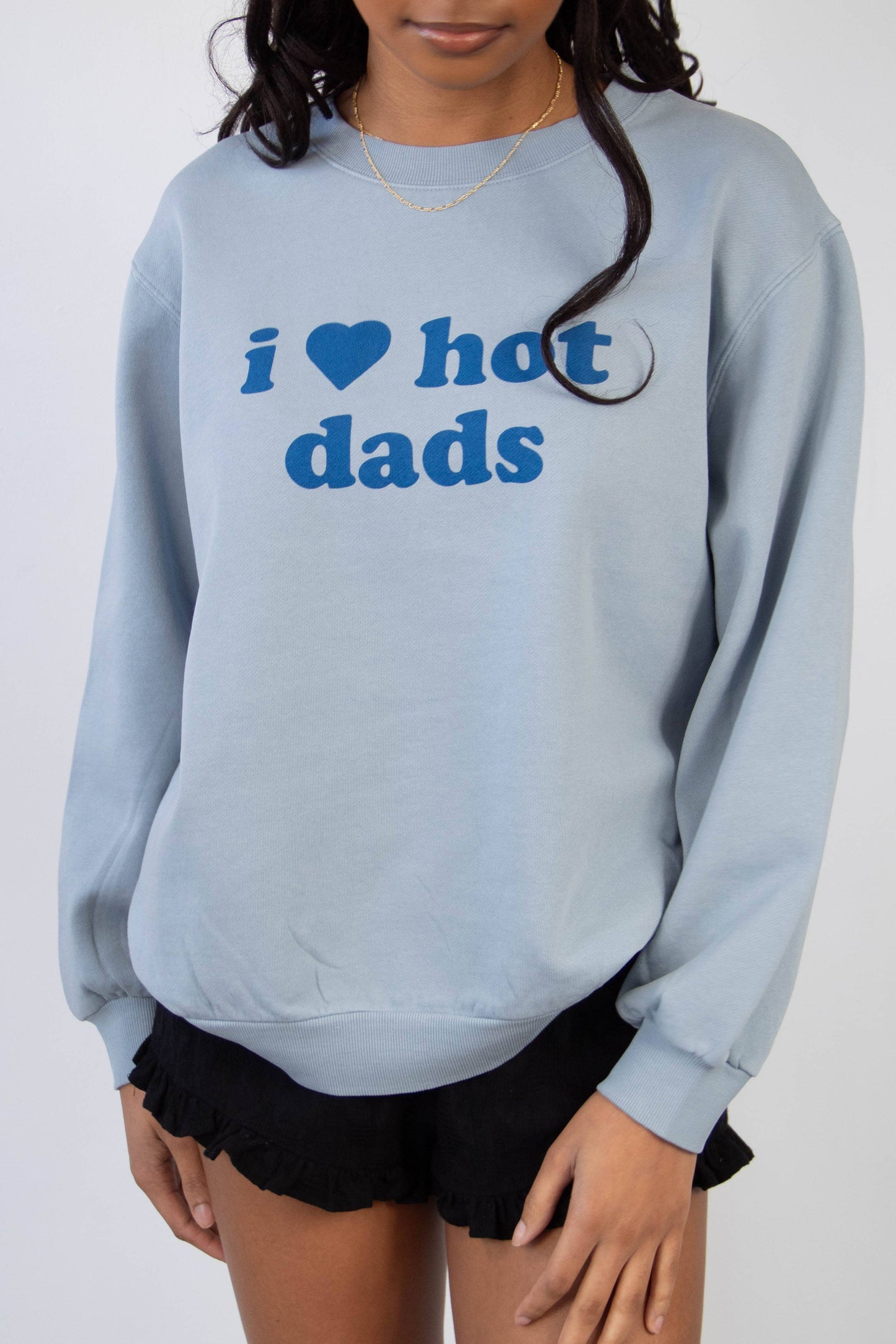 Hot Dads Blue Graphic Crew Sweatshirt