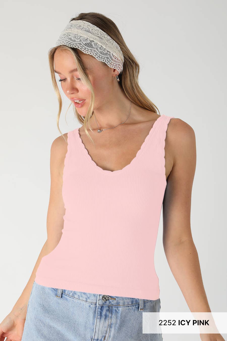 NS8467 - Reversible Scallop Edge Tank Top