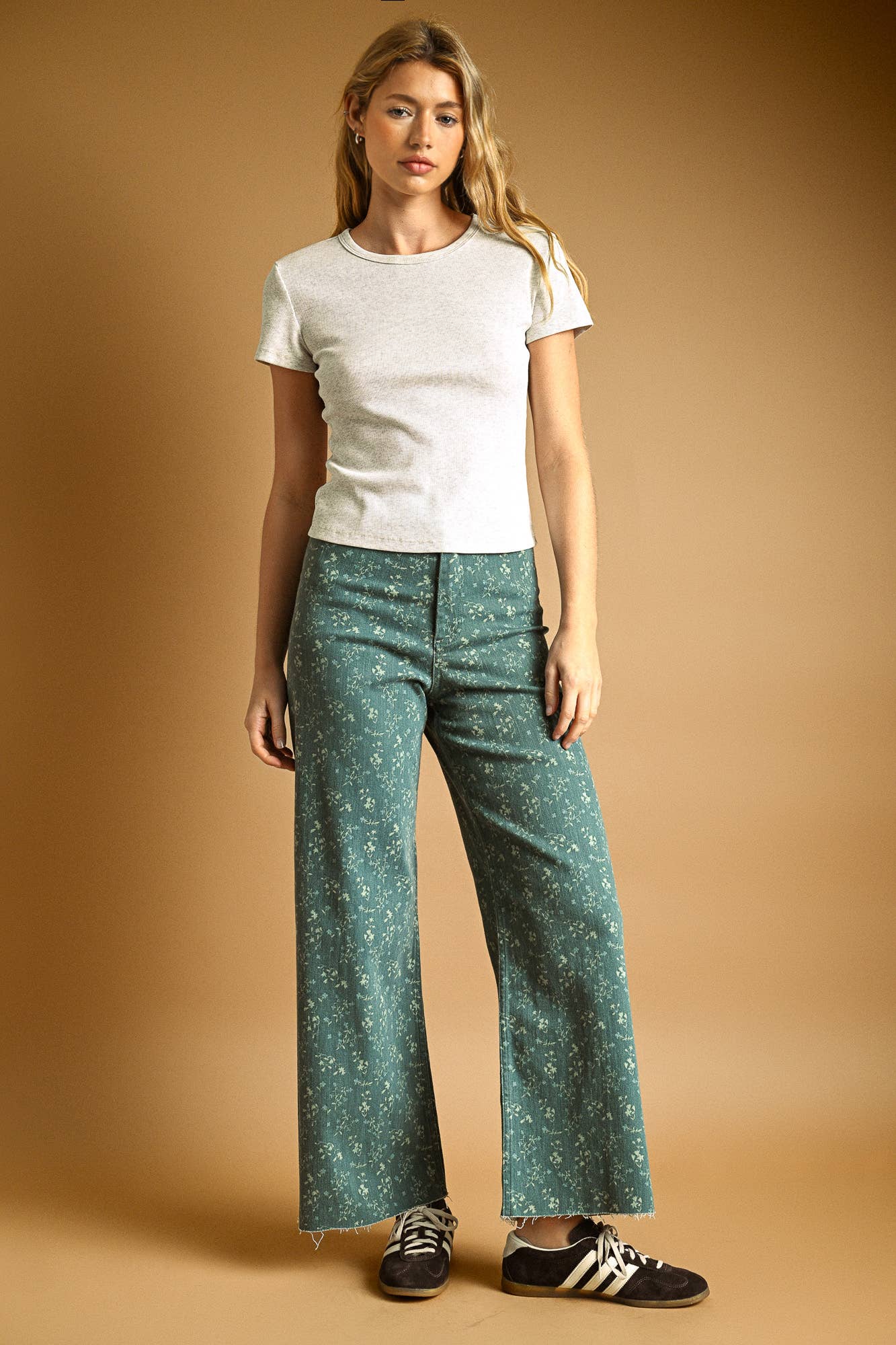FLORAL PRINT STRETCHED PANTS