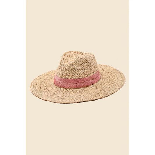 Braided leaf strap straw hat