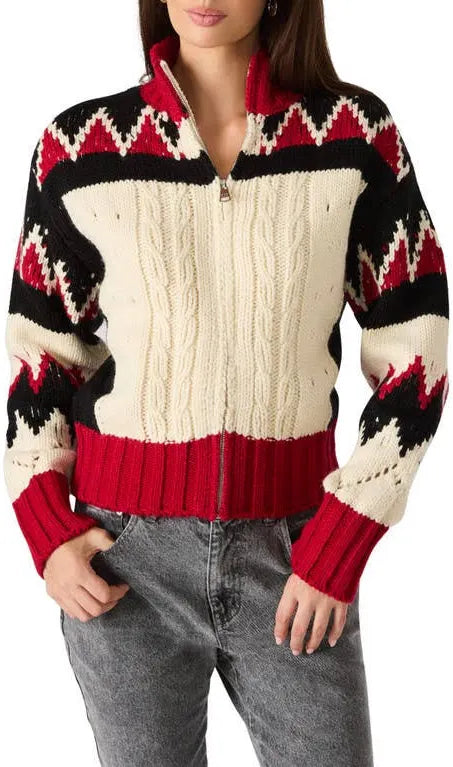 Steve Madden Averia Wool Blend Zip Sweater Jacket