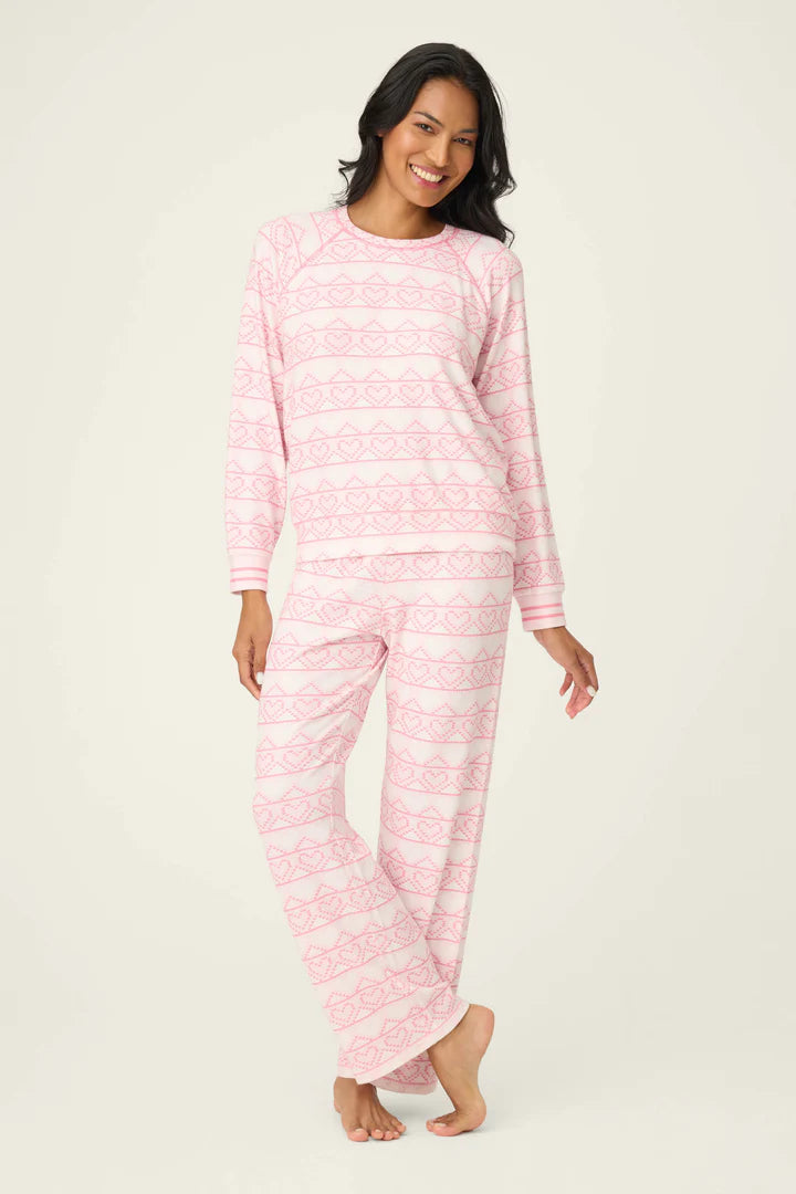 PJ Salvage Fairisle Heart Print Peachy Pants