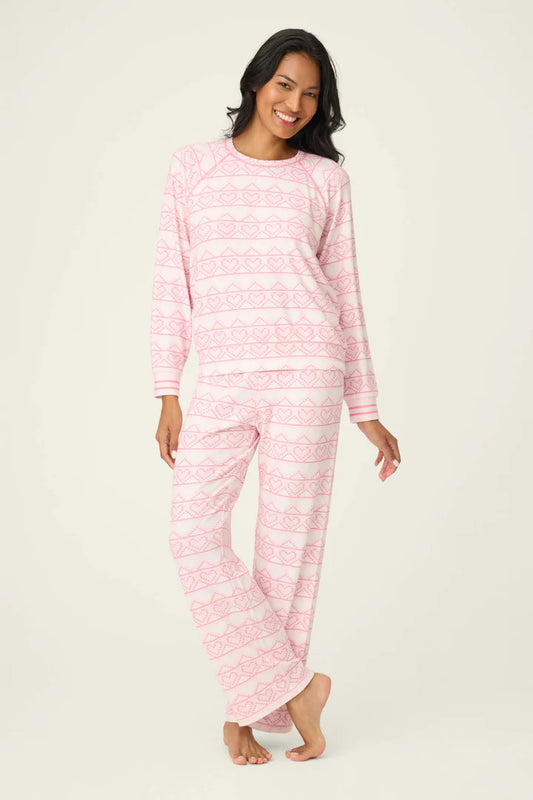 PJ Salvage Fairisle Heart Print Peachy Pants