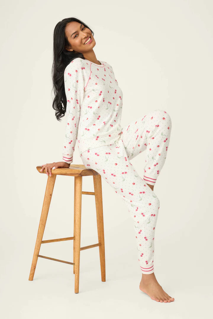 PJ Salvage Cherry Print Peachy Top