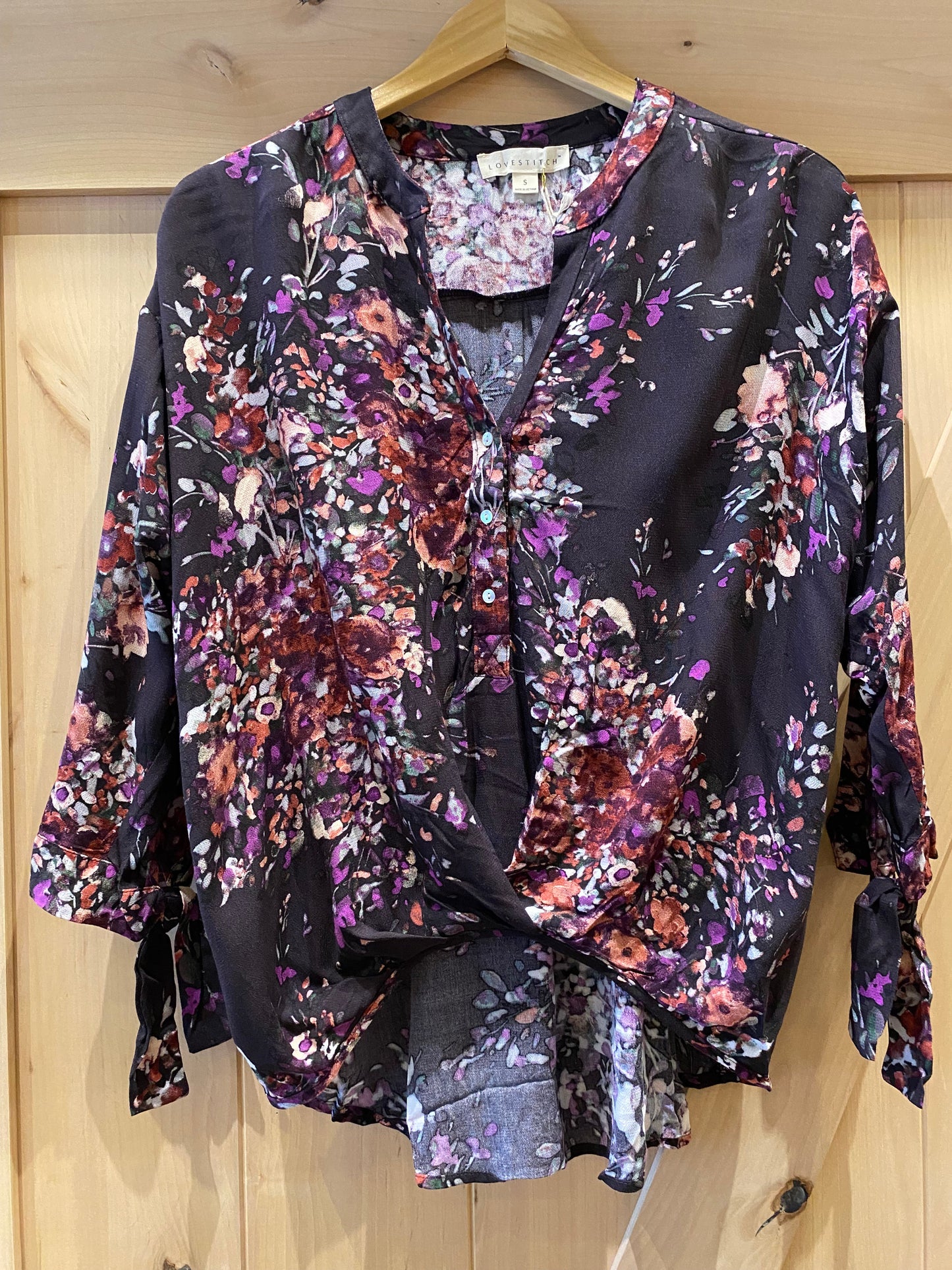 Black Spice tie sleeve blouse by Lovestitch