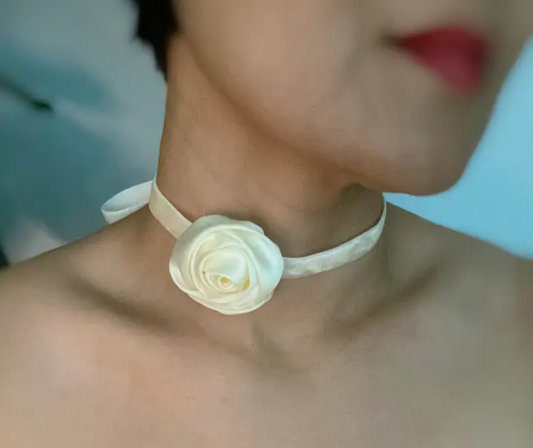 Satin rose velvet choker necklace