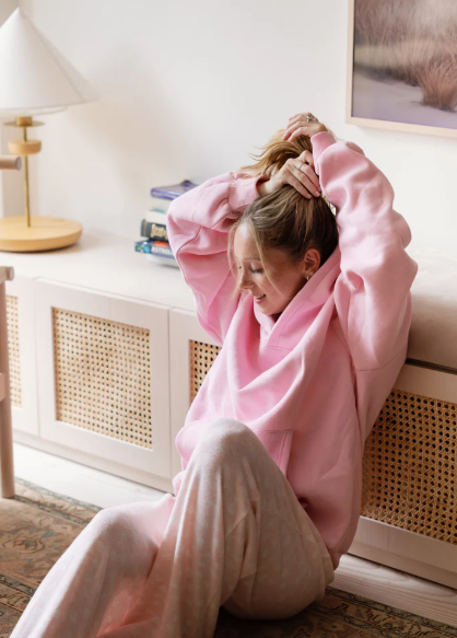 Thank You for Thinking of Me Pink Fleece Hoodie