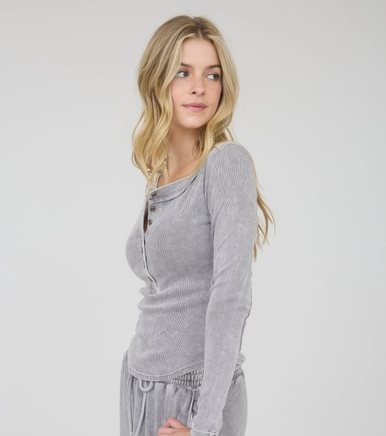 Charcoal Henley Top