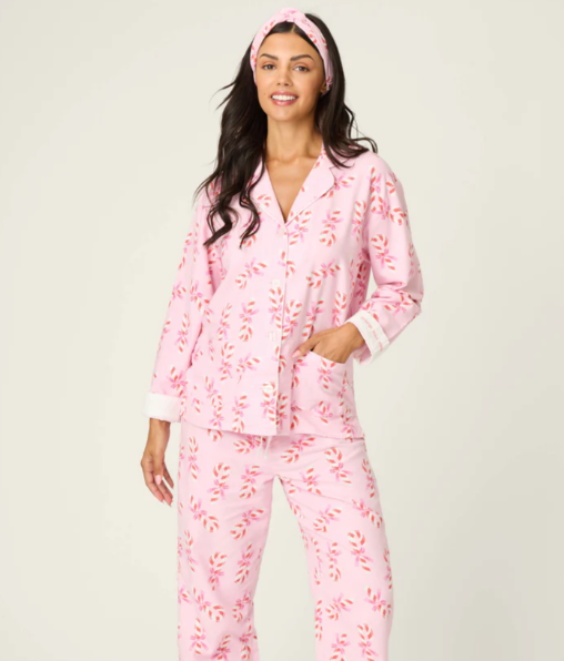 Sweeter Than Sugar 3-Piece Candy Cane Print Flannel PJ Set