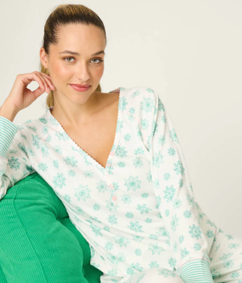 PJ Salvage Snowflake Wishes Pointelle Top