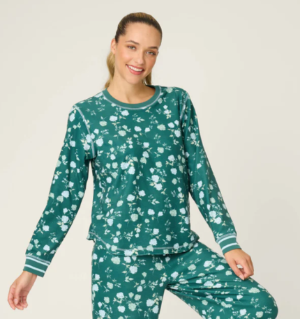 PJ Salvage Winter Wonderland Floral Print Velour Top