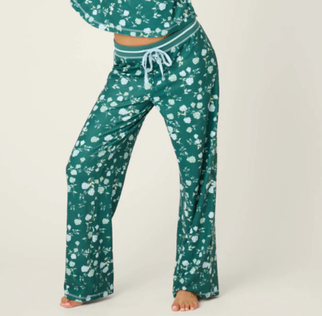 PJ Salvage Winter Wonderland Floral Print Velour Pants