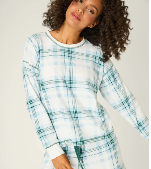PJ Salvage Winter Wonderland Plaid Velour Top