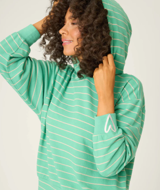 PJ Salvage Peace & Pawlidays Green Stripe Hoodie