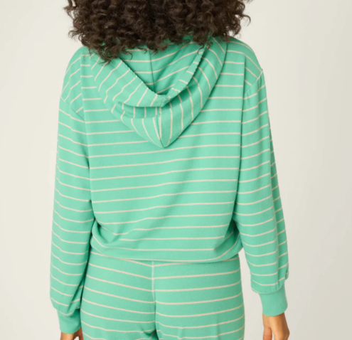 PJ Salvage Peace & Pawlidays Green Stripe Hoodie
