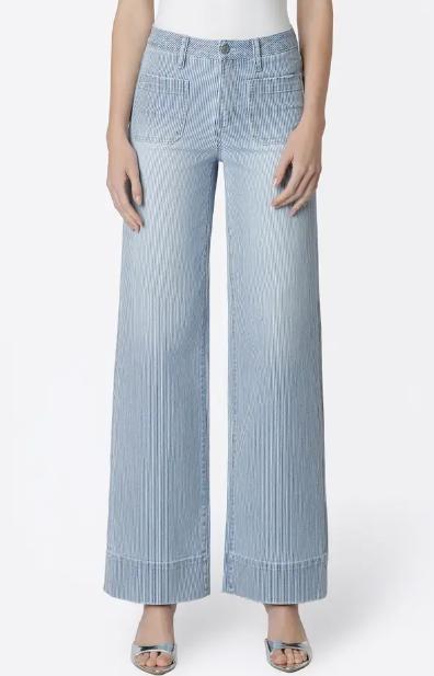 Lovervet High Rise Patch Pocket Striped Wide Jeans