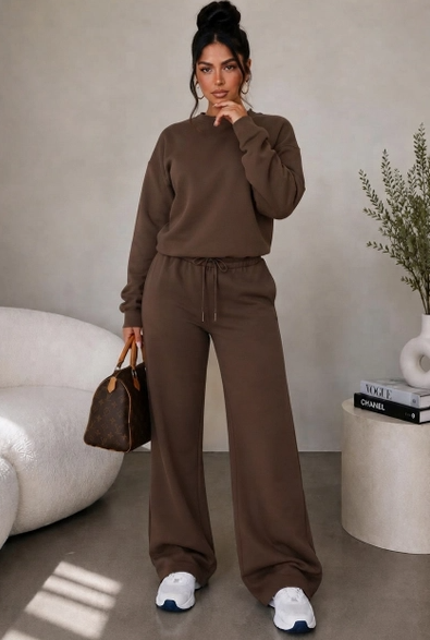 Brown Wide Leg Lounge Pant