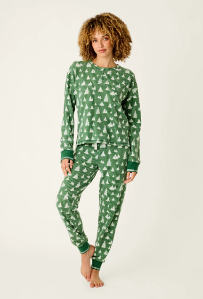 PJ Salvage Ski Jammie Classics Tree Print Long Sleeve PJ pants