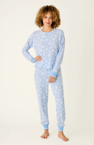 PJ Salvage Ski Jammie Classics Snowflake Print Long Sleeve