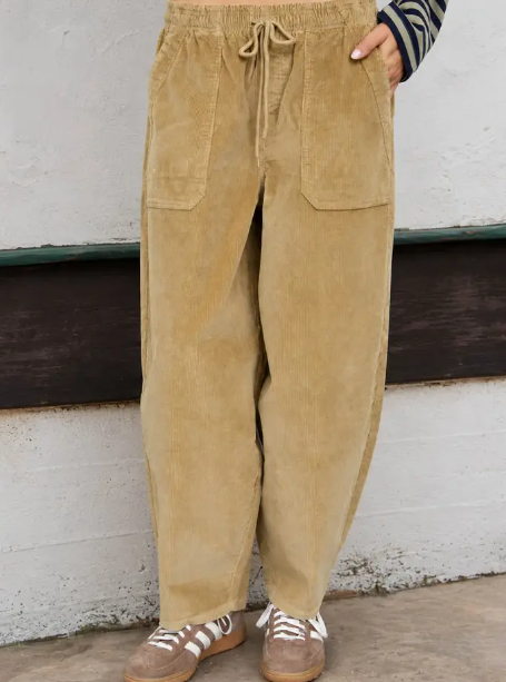 Corduroy Drawstring Wide Leg Pants