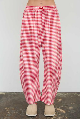 Gingham Red and White Pants with bow