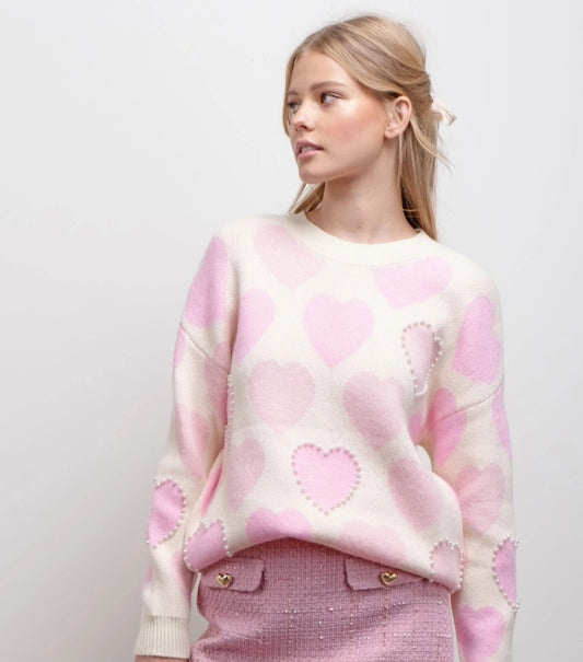 Hearts and Pearls Sweater