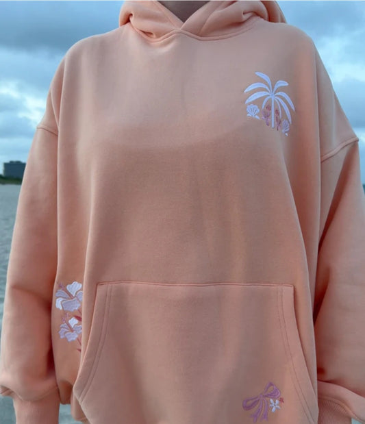 TRADESHOW Sherbert Orange Tropical Palms Hoodie