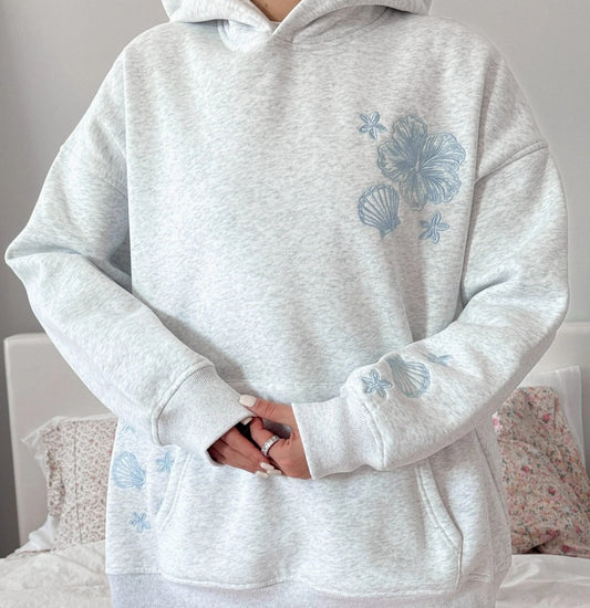 TRADESHOW Pearl Grey Tropical Embroider Hoodie