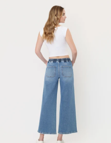 Vervet Reassure - High Rise Drawstring Wide Leg Jeans